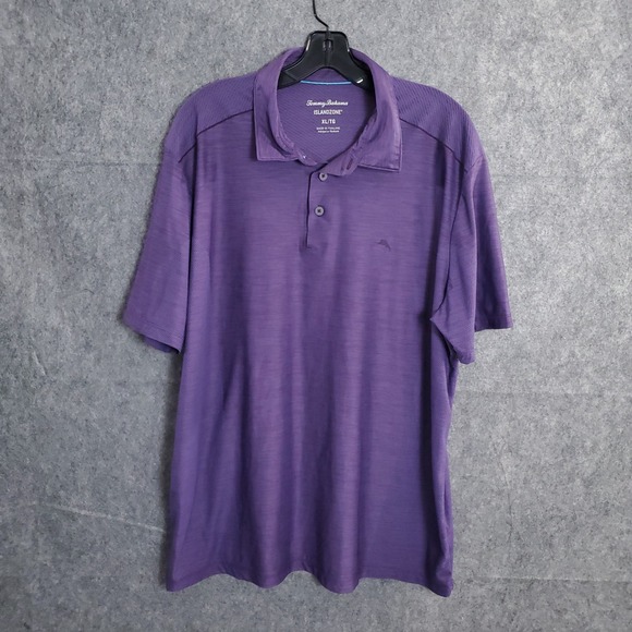 Tommy Bahama Island Zone Purple Polo Shirt Mens Sz XL Short Sleeve Performance - Picture 1 of 11